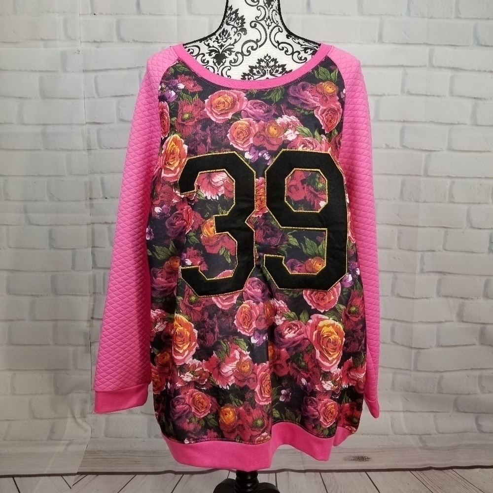 Rouge size 3x sweat shirt floral stretch knit